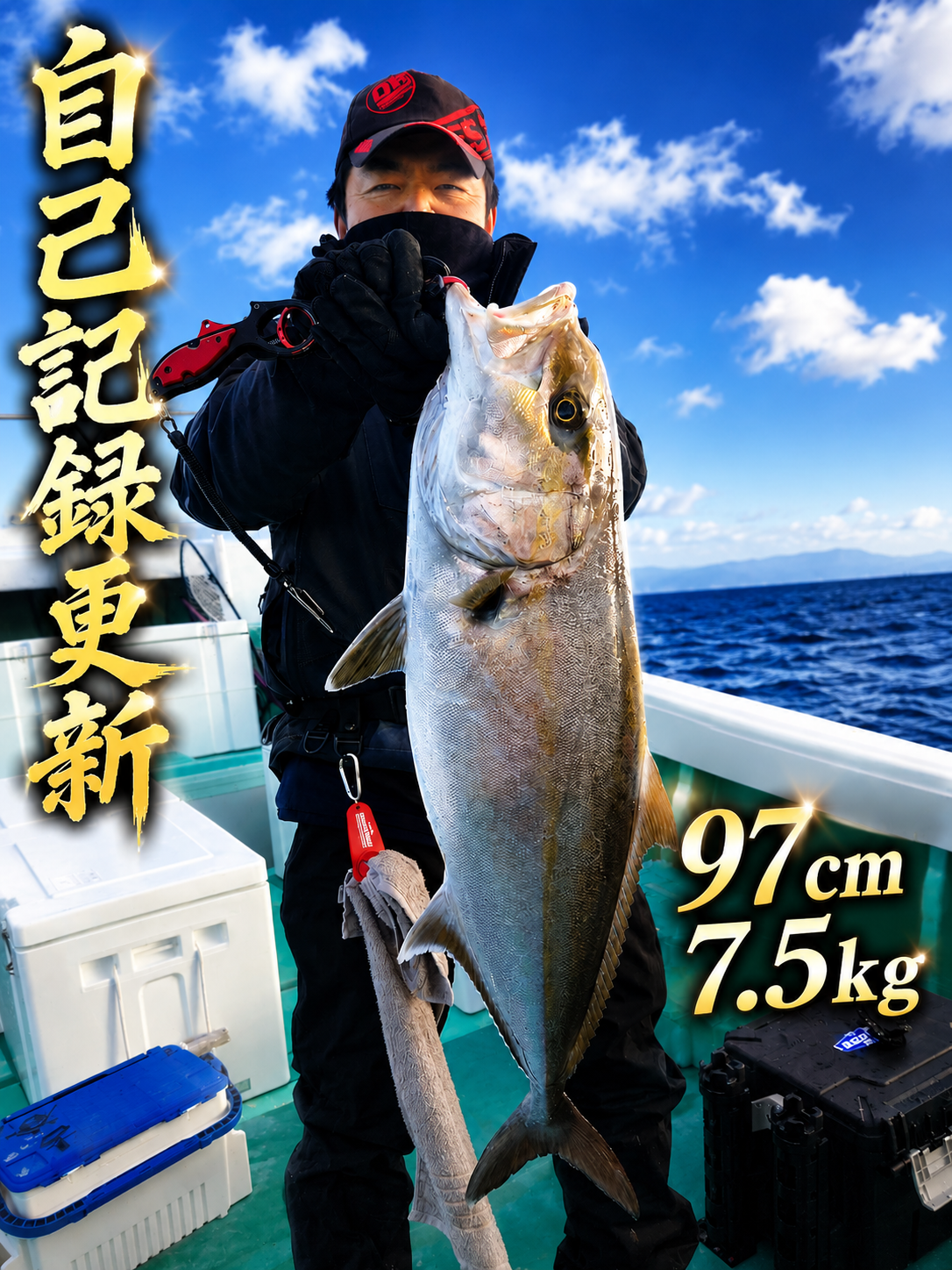 カンパチ君 97cm・7.5kg自己記録】80cmで喜んだ直後に人生最大のカンパチ！10分超